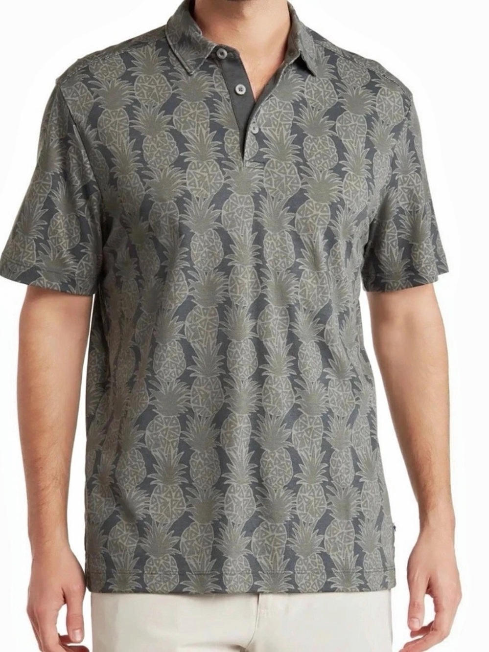 EUC Tommy Bahama Pineapple Pina Grove IslandZone Polo Gray XL